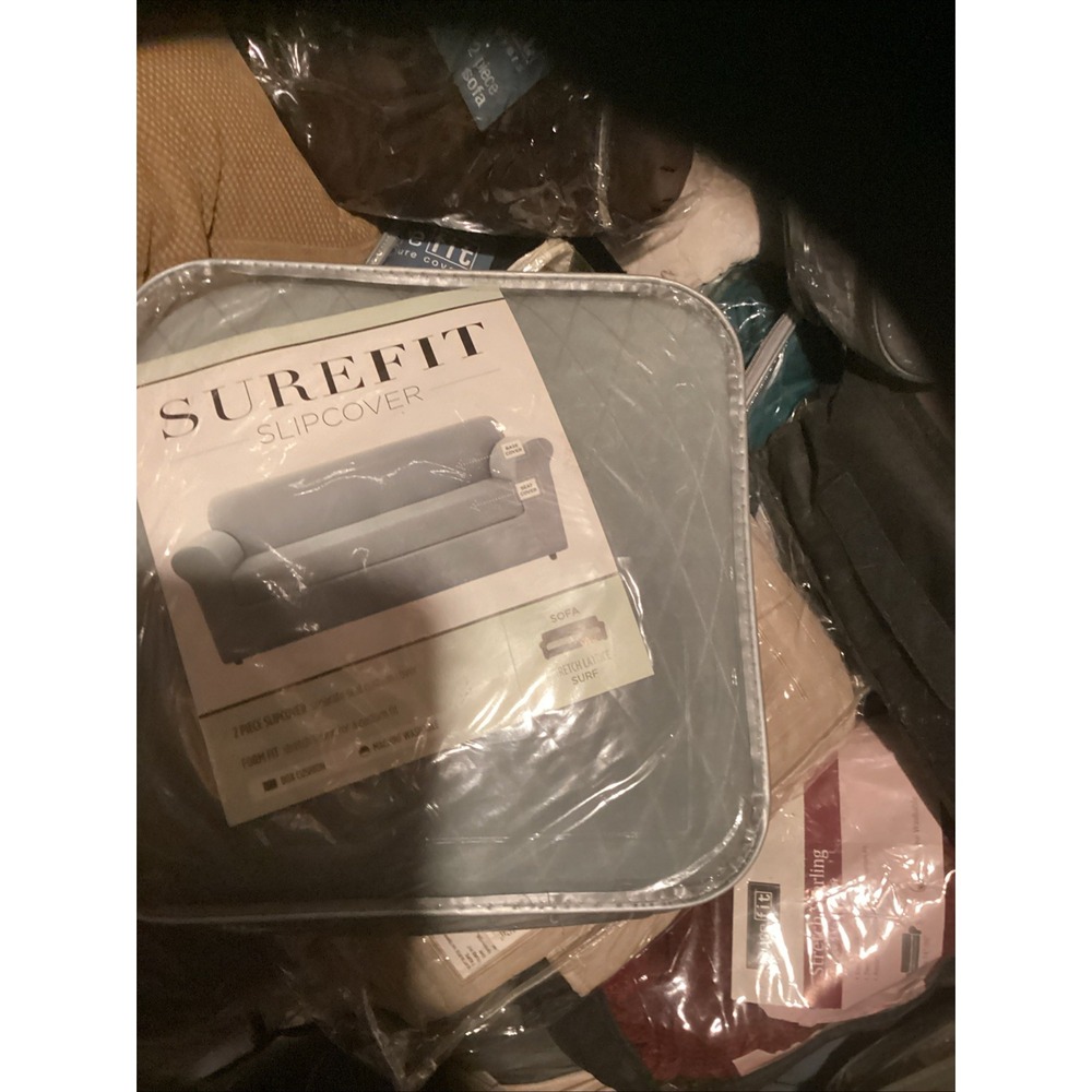 Sure Fit Stretch Lattice 2 Piece Sofa & Loveseat Slipcover Set Surf Blue NIP